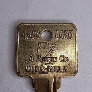 Vtg ARCO LOCK Bank Deposit Key 7 A Rifkin Co Brass Wilkes-Barre PA HN4423
